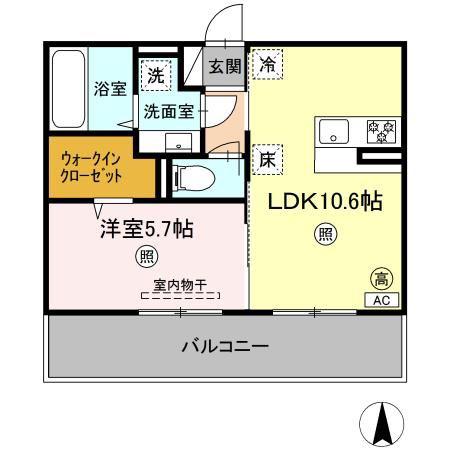 ソレイユハイム(1LDK/1階)の間取り写真