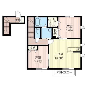 アセーボ(2LDK/2階)の間取り写真
