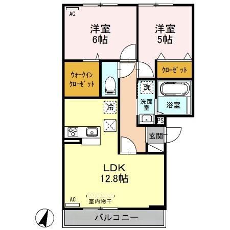 セジュール近江 II(2LDK/1階)の間取り写真