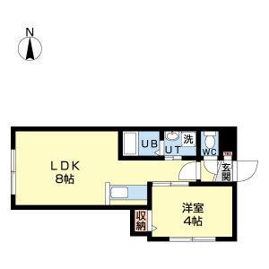 エヴァンスコート北円山(1LDK/2階)の間取り写真