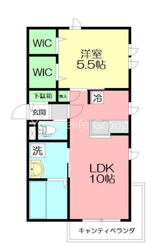 リバージュ元町I(1LDK/2階)の間取り写真