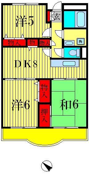 MMビル(3DK/11階)の間取り写真