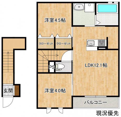 コルザ上乃木(2LDK/2階)の間取り写真