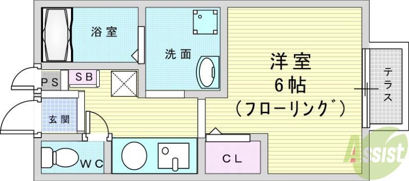 メルベーユ箕面Ⅱ(ワンルーム/1階)の間取り写真