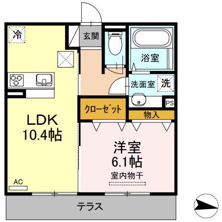 ユメタントピーノ A(1LDK/1階)の間取り写真