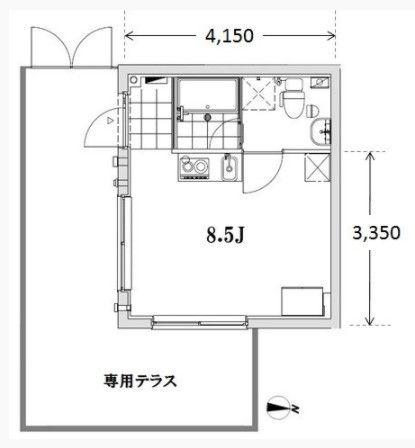 APARTMENT KURO SASAZUKA(ワンルーム/1階)の間取り写真
