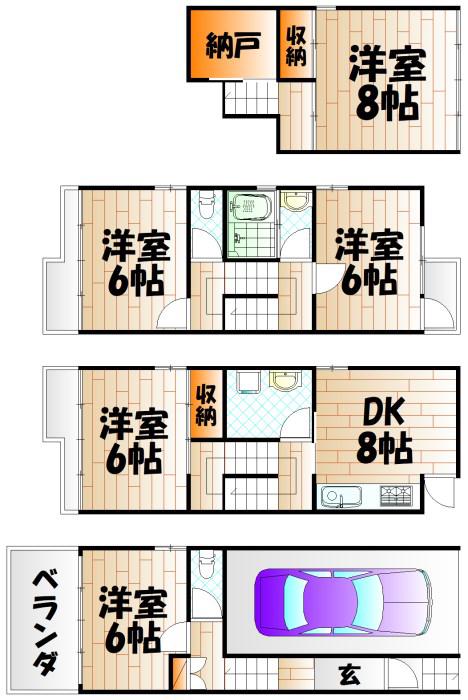 メゾン上富野(5LDK/1階)の間取り写真
