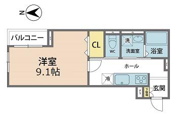 グラン春山(1K/1階)の間取り写真
