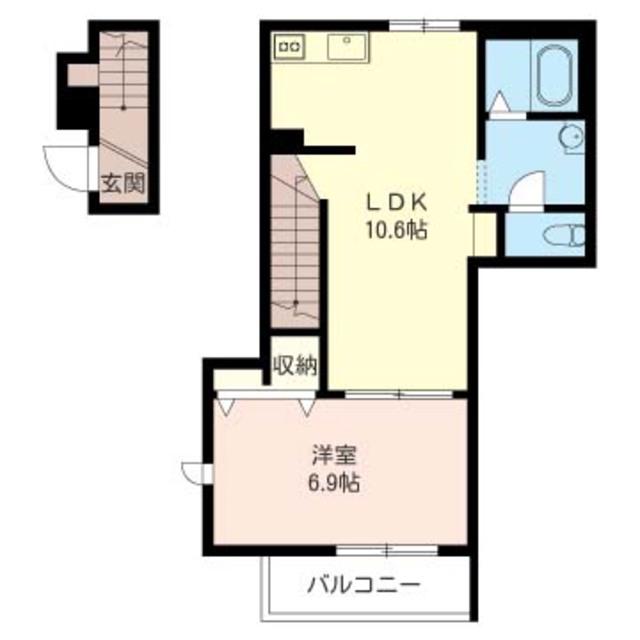 メルヴェーユ北沢(1LDK/1階)の間取り写真