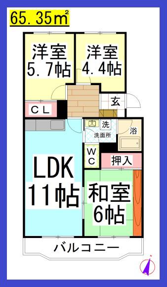 TDサンパレス湘南(3LDK/4階)の間取り写真