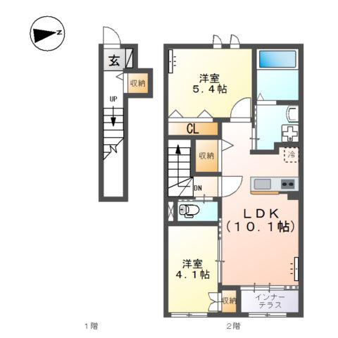 JR筑肥線 東唐津駅 徒歩19分 2階建 築3年(2LDK/2階)の間取り写真