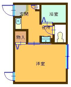 パークサイドK(1K/2階)の間取り写真