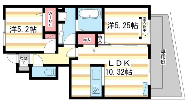 ヴォラーレ(2LDK/1階)の間取り写真