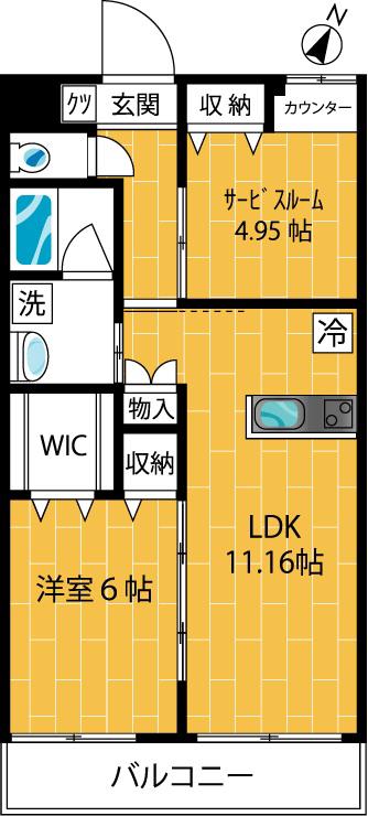 グラン コンフォール武蔵新城(1SLDK/1階)の間取り写真