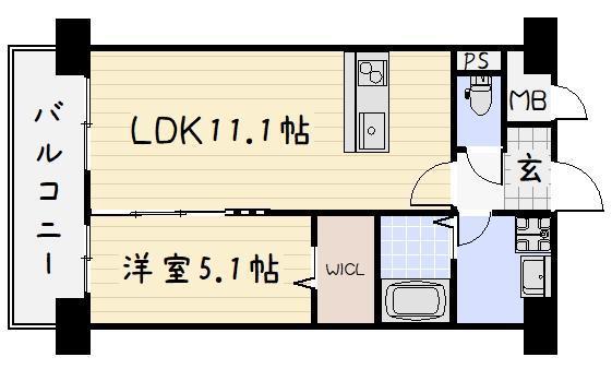 リオ ラクーコ(1LDK/10階)の間取り写真