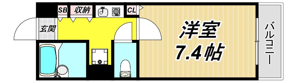 武庫之館H&S(1K/3階)の間取り写真