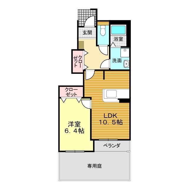 エポックタウン(1LDK/1階)の間取り写真