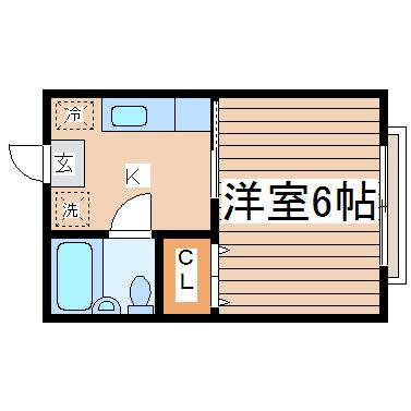 STUDIO長町(1K/2階)の間取り写真