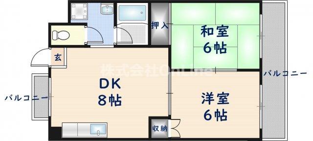TSUJIHANAビルディング(2DK/5階)の間取り写真