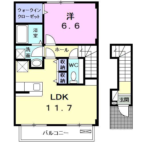 ヴェルジュMI(1LDK/2階)の間取り写真