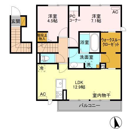 ビルトモア テラス(2LDK/2階)の間取り写真
