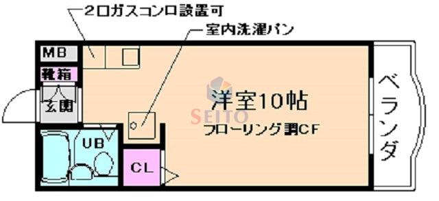 ワンテンション(ワンルーム/3階)の間取り写真