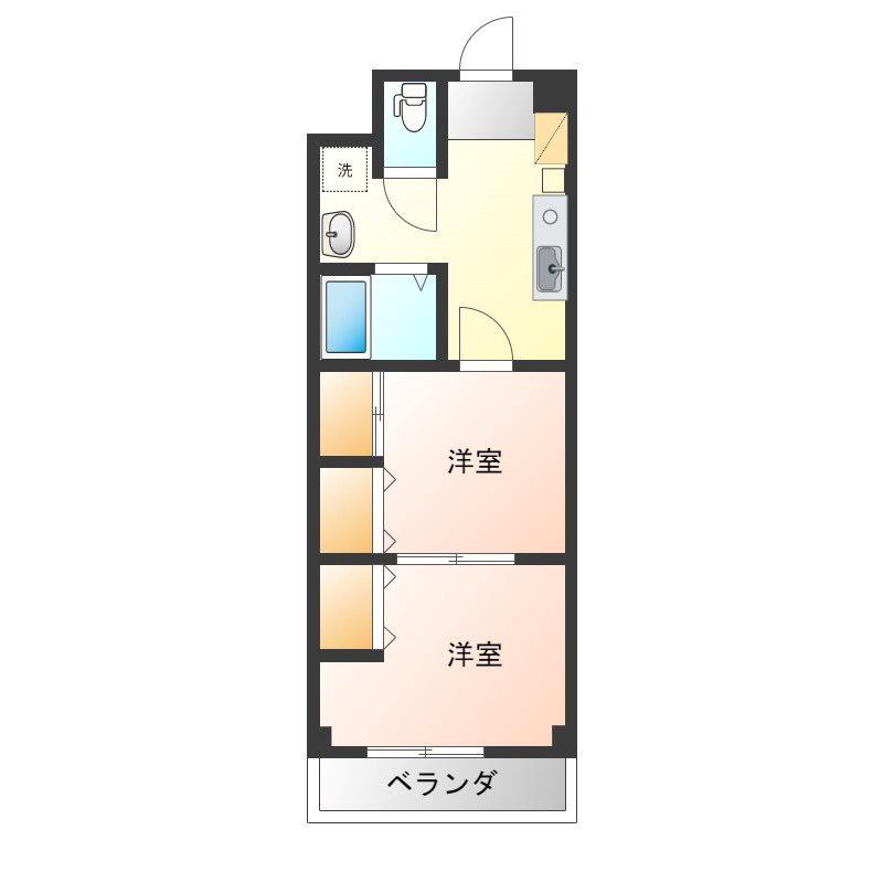 プレステージ宇都宮(2K/7階)の間取り写真