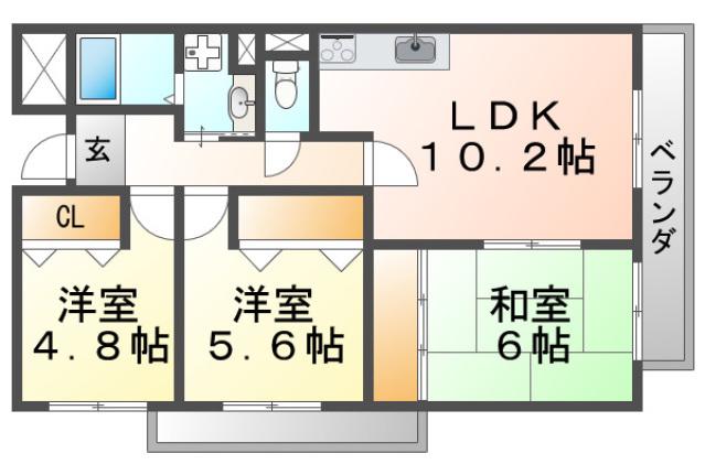 ウェルフェア(3LDK/3階)の間取り写真