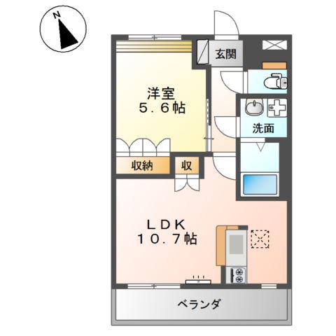 フローラルスクエア(1LDK/1階)の間取り写真