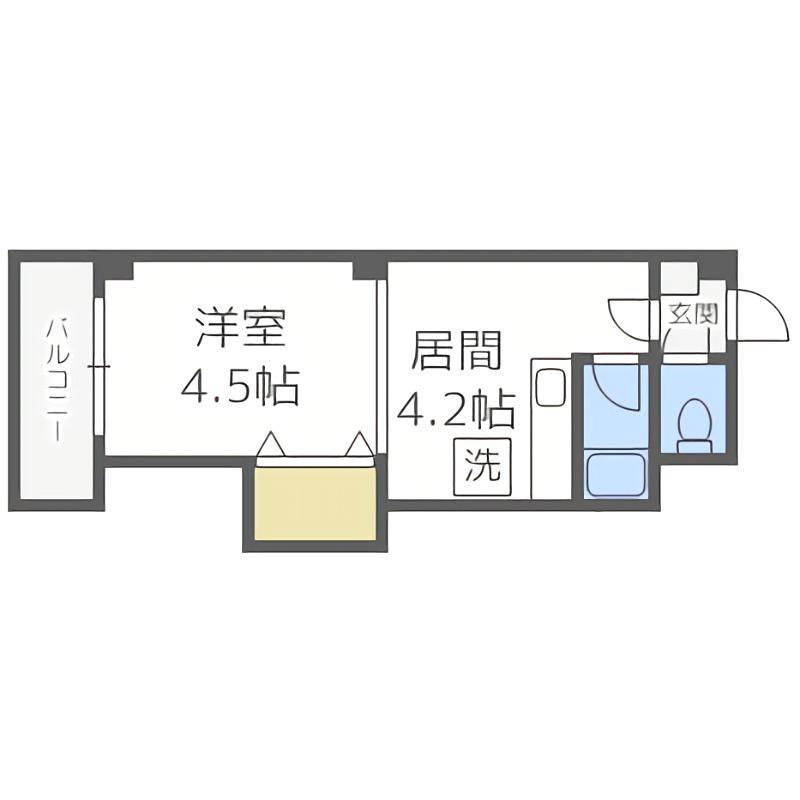 グランドール菊水(1DK/2階)の間取り写真