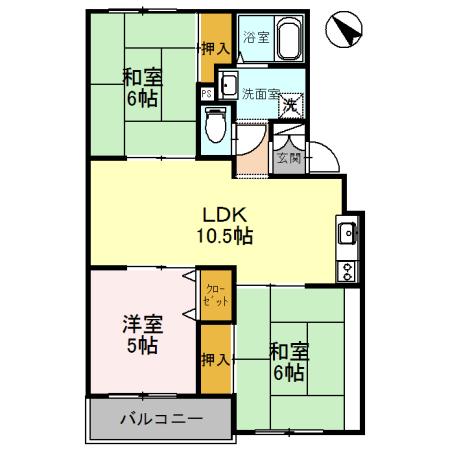 メゾン鈴原(3LDK/1階)の間取り写真