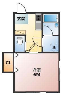 カサデチェリー(1K/2階)の間取り写真