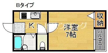 ブルーメイトA棟・B棟(1K/5階)の間取り写真