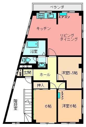 第二山本ビル(3LDK/3階)の間取り写真
