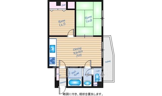シェルーフ吉島(2DK/2階)の間取り写真