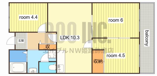 グランレナジア姫路(3LDK/4階)の間取り写真
