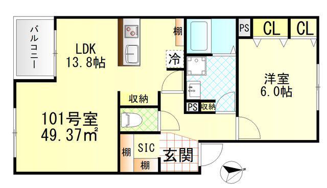 ヴィラージュ戸塚Ⅰ(1LDK/1階)の間取り写真