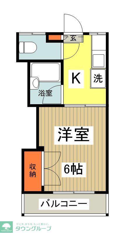 パラシオンN(1K/2階)の間取り写真