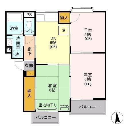 サンパーク816(3DK/2階)の間取り写真