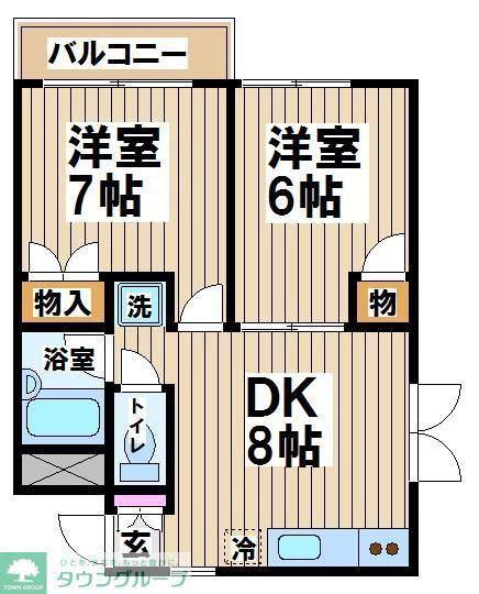 杉田レジデンス(2DK/3階)の間取り写真