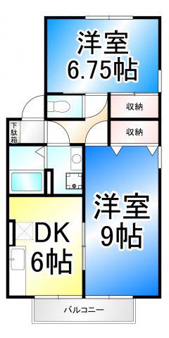 セントラルハイム(2DK/2階)の間取り写真