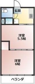 花ノ木アパート(2DK/1階)の間取り写真