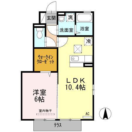 コルナスヒル アイエフ(1LDK/1階)の間取り写真