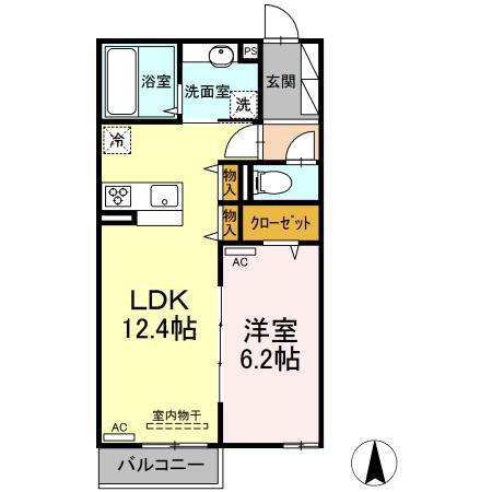 プライムフラット(1LDK/2階)の間取り写真