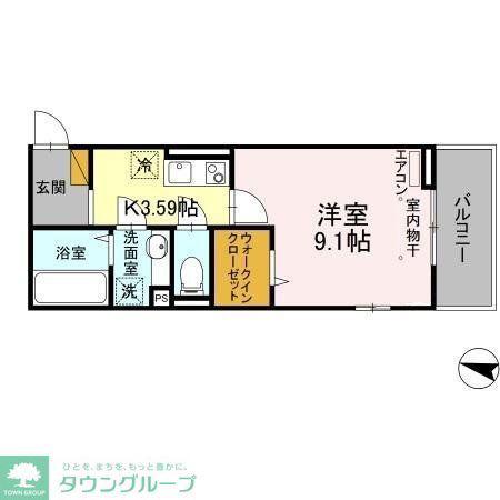 ヴァン・ヴェールおおたかの森II(1K/2階)の間取り写真