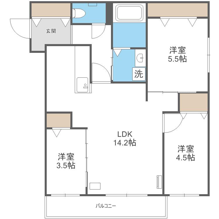 サクラブール手稲前田(3LDK/2階)の間取り写真