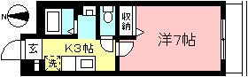 グリーンビレッジIII(1K/3階)の間取り写真
