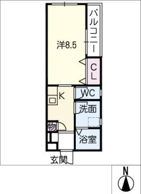 MEIHOKU(1K/2階)の間取り写真