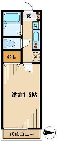 ウイステリアII(1K/1階)の間取り写真