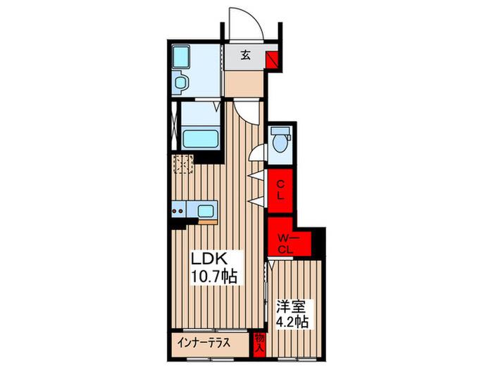 ルミエール(1LDK/1階)の間取り写真